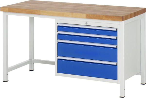 Etabli RAU série 8000 - modèle 8261, L1500 x P700 x H840-1040 mm, base système L1495 x P650 x H800-1000 mm, 03-8261A1-157B4H.11