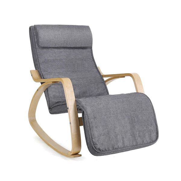 SONGMICS fauteuil à bascule avec repose-pieds gris, LYY11G