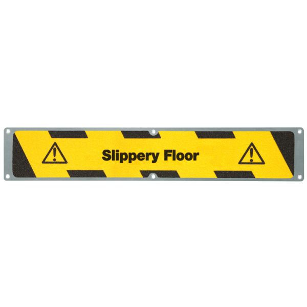 Pantalon de farine plaque antidérapante en aluminium avec revêtement antidérapant m2, "Slippery Floor" 114x635mm, APM11EF1