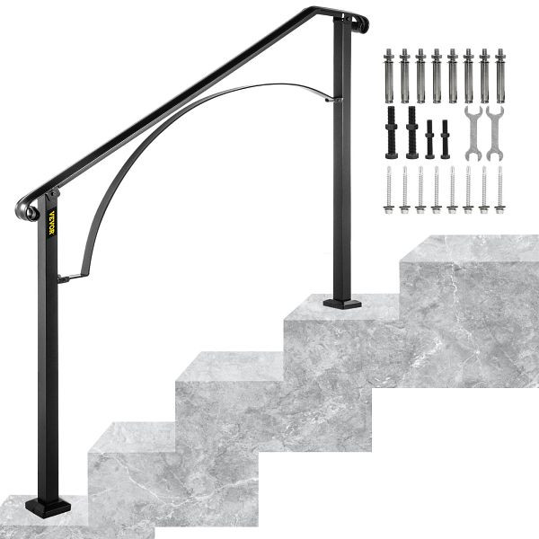VEVOR rampe d'escalier rampe d'entrée en acier inoxydable pour 3 ou 4 escaliers, LTFS3H4BHSGM00001V0
