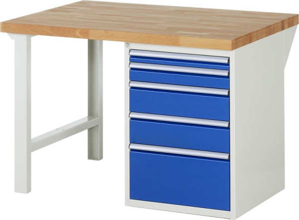 Etabli RAU série 7000 - conception modulaire, 5 x tiroirs, 1250x840x900 mm, 03-7511A1-129B4S.11