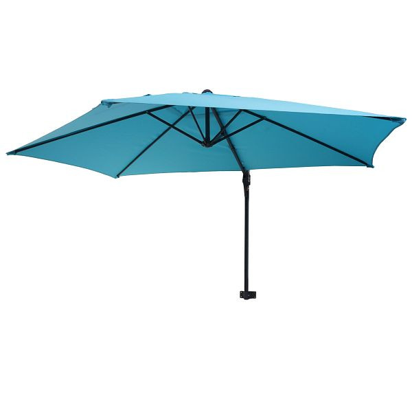 Paravent Mendler Casoria, parasol feu tricolore, parasol balcon, inclinable 3m, polyester aluminium/acier 9kg, turquoise, 46819