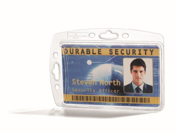 Boîte rigide DURABLE pour 1 carte d'identité d'entreprise/sécurité, transparente, paquet de 10, 890519