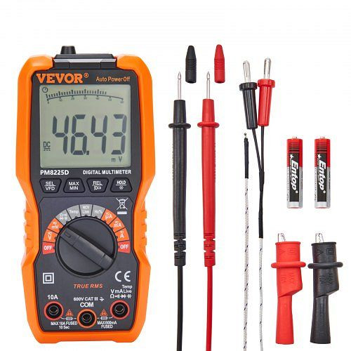 VEVOR multimètre numérique 6000 points voltmètre testeur de batterie testeur de tension testeur de continuité Ohm Volt ampère, ZD600010A600VXDM7V0