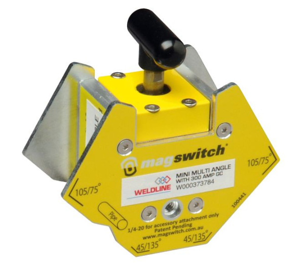 Pince de soudage magnétique d'angle ELMAG 300 A, 45°/135°, 60°/120°, 75°/105° et 90°, force de maintien 67 kg, mini multi-angle 300 A, 55473