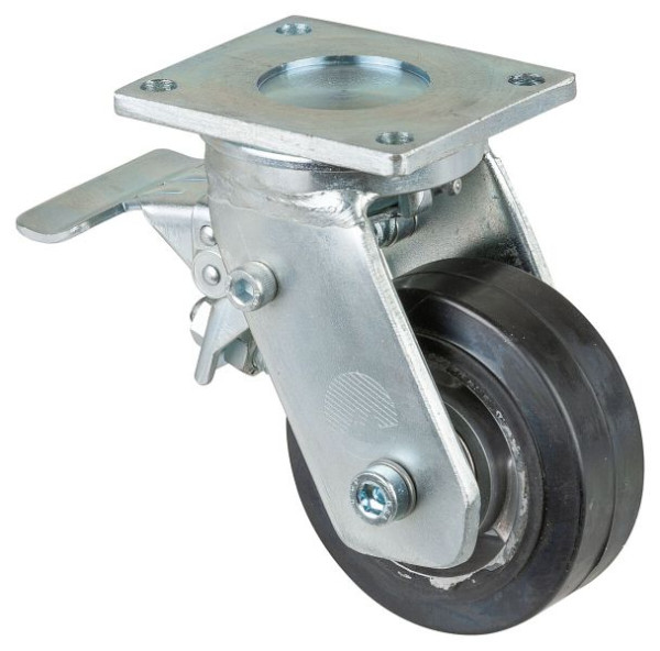 BS Rolls Roulette robuste avec roue/frein, largeur 40 mm, Ø100 mm, jusqu'à 150 kg, bandages élastiques noirs, corps en aluminium, roulements à billes, RR120.B80.100
