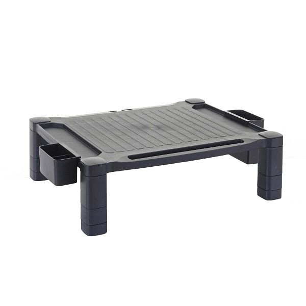 Rehausseur de moniteur Mendler HWC-E61, rehausseur d'écran de fixation de bureau pour support de moniteur, plastique 13x43x33cm, 68413