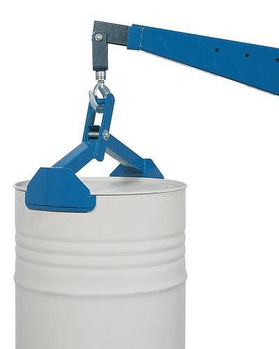 Pince à fûts DENIOS FZ 600, acier, pour le levage vertical de fûts ondulés/de serrage de 200 l, 115-256
