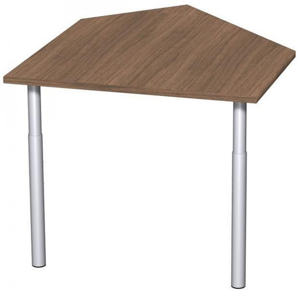 table d'extension de données geramöbel gauche avec pieds de support, matériel de liaison inclus, réglable en hauteur, 1060x1225x680-820, noyer/argent, N-657005-NS