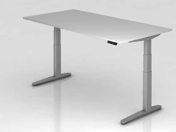Bureau assis-debout électrique Hammerbacher 200x100cm gris/argent, forme rectangulaire, VXBHM2E/5/SS