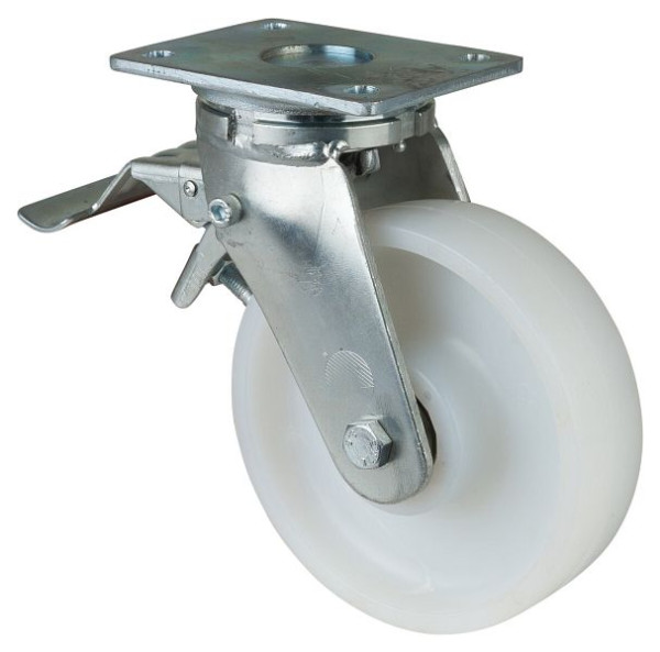 Roulettes BS Roulette robuste avec roue/blocage, largeur 50 mm, Ø175 mm, jusqu'à 500 kg, bande de roulement/corps de roue plastique, roulements à billes, RR120.B15.175