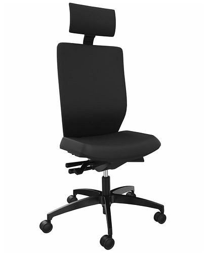 DENIOS Stilo ES chaise de bureau opérateur, technologie Syncro 3D balance, support de nuque, noir, 292423