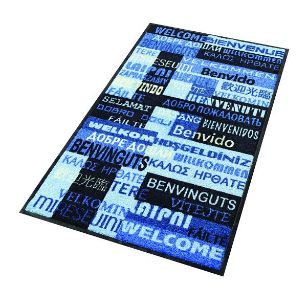 Notrax Déco Design Tapis Anti-saletés Décoratifs Lavables 170, Nouveau Bleu Bienvenue, 60 cm x 85 cm, 170S002308