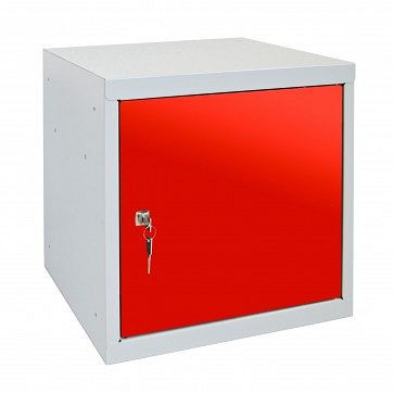 Serrure à cylindre pour casier pour objets de valeur ADB, dimensions du corps LxlxH 400x400x400 mm, couleur du corps : gris/rouge, RAL 7035/3020, 41203