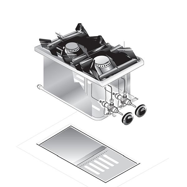 Cuisinière à gaz encastrable Gastro-Inox 2 feux 1x 3.5kW + 1x 5.5kW, 40cm, 160.501