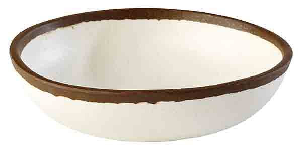 Bol APS -CROCKER-, Ø 16,5 cm, hauteur : 4 cm, 0,5 litre, mélamine, crème, avec bord marron, 84573