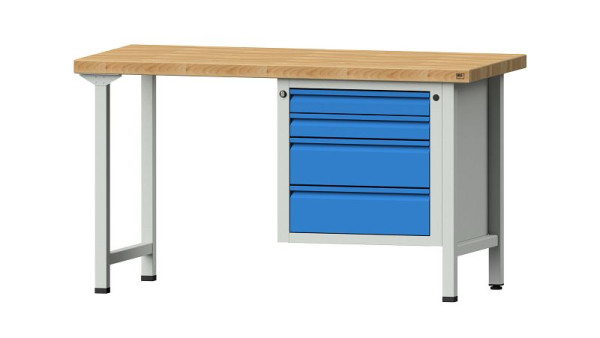 Établis ANKE Établi combiné, modèle 707 E, 1500 x 700 x 850 mm, RAL 7035/5012, BMP 50 mm, 510.533