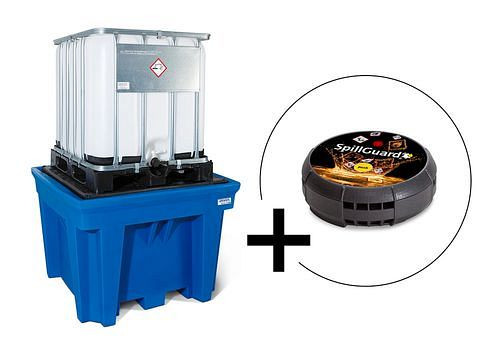 Kit DENIOS classic-line composé de 1 bac collecteur IBC-PE et d'un détecteur de fuites, 276653