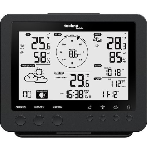 Station météo Technoline, heure via internet, dimensions : 168 x 136 x 25 mm, WS 1900