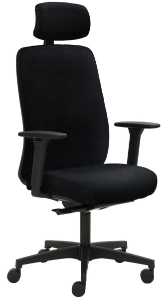 Mayer Sitzmöbel chaise pivotante, piètement en plastique, accoudoirs réglables en hauteur, appui-tête rembourré, noir, cuir, 2229_AV1D_KS_SYM++_81007