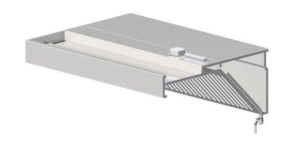 Hotte murale Stalgast, inclinée 3800 mm x 1100 mm avec filtre pare-flammes type B, WH381100