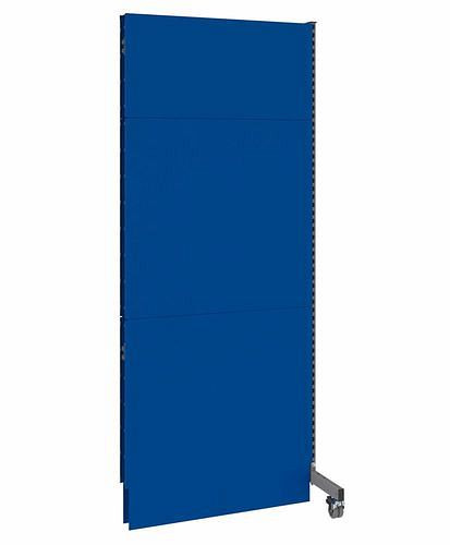 Cloison acoustique mobile DENIOS, panneau rapporté, L 1000, H 2500 mm, tôle perforée acoustique sur deux faces, gris/bleu, 293121