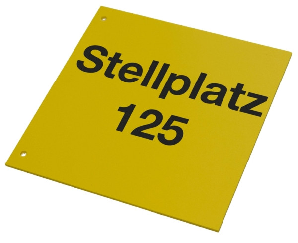 Plaque de rayon standard Eichner, horizontale, jaune avec impression noire individuelle - 3 caractères/chiffres maximum, 300/330 x 210 mm, 9225-00103