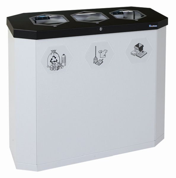 Station de recyclage intelligente Blunt Sixco 3, gris clair RAL 7035, 830x950x355 mm (HxLxP), 565-135-07