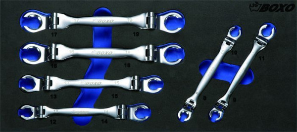 Jeu de clés à double articulation pour conduite de frein Boxo, 6 pièces, UE : 10 pièces, BX076