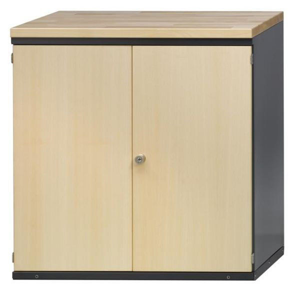 Buffet ANKE; 1084 x 1040 mm; RAL 7016 / décor hêtre; Plateau en hêtre massif 40 mm; 2 portes; 2 étagères fixes