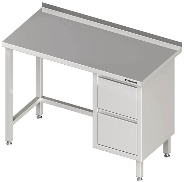 Table de travail Stalgast sans étagère de base, 2000x600x850 mm, avec bloc 2 tiroirs à droite, sans dosseret, soudé, VAT20605r