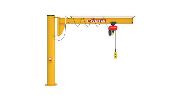 Vetter 1000 kg, grue pivotante sur pilier 4,0 m ASSISTENT + système d'ancrage composé + chaînes électriques, AS10-4.0 + VAS2 + SiXX6F-HF