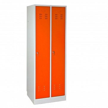 Armoire casier / vestiaire ADB regular &quot;2 portes, dimensions (HxLxP): 1780x600x500 mm, couleur du corps: gris clair (RAL 7035), couleur de la porte: orange (RAL 2008), 40880