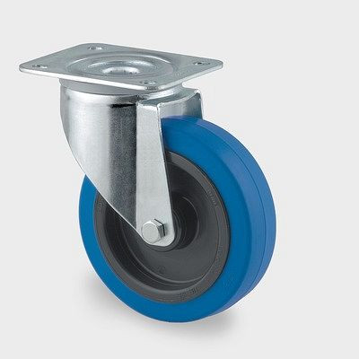 Roulette pivotante TENTE-ROLLEN, roue Ø 100 mm, capacité de charge 160 kg, hauteur 128 mm, roulement à rouleaux, 3470UFR100P62 bleu