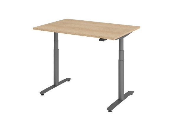 Hammerbacher bureau assis-debout électrique 120x80cm chêne/graphite, VXDLR12/E/G