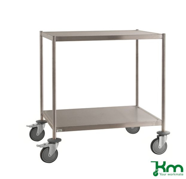 Chariot inox Kongamek entièrement soudé 2 étagères C3, 18/8, 650x440x900 mm, roulettes inox, KM60350MRU-S