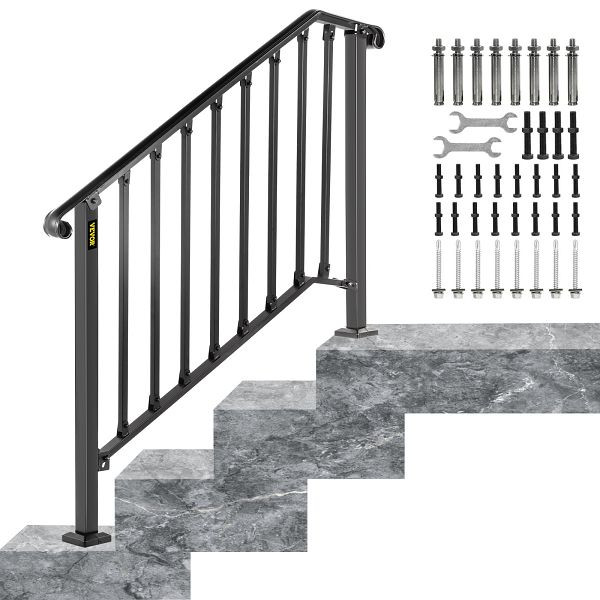 VEVOR rampe d'escalier rampe d'entrée pour 3 ou 4 escaliers, LTFS3H4BHSTL00001V0