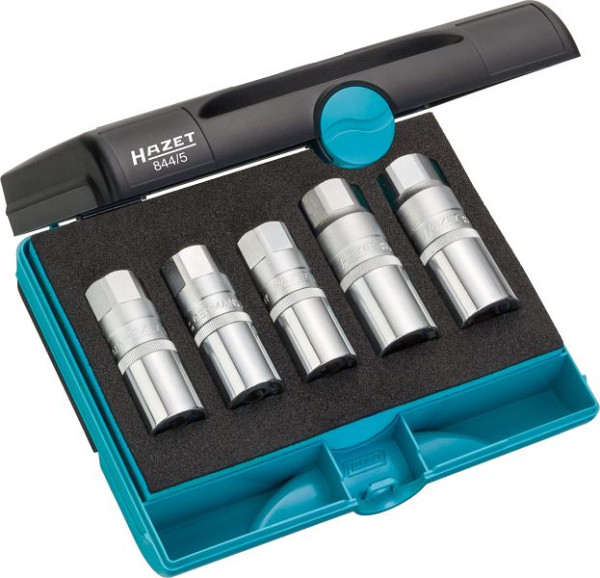 Jeu d'extracteurs de goujons Hazet, carré creux 12,5 mm (1/2 pouce), nombre d'outils : 5, 844/5