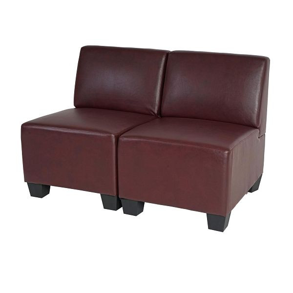 Mendler Canapé modulaire 2 places Couch Lyon, similicuir, rouge-brun, sans accoudoirs, 2x75174