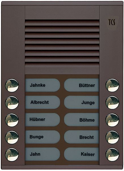 TCS audio platine de rue série PES 10 boutons de sonnette (alignés à droite/gauche), AP bronze, PES10-EB/04