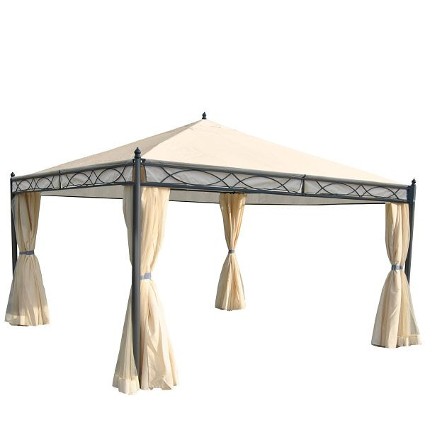 Mendler Pergola Cadiz, pavillon de jardin, cadre stable 7cm avec paroi latérale + moustiquaire, crème 4x4m, 45135