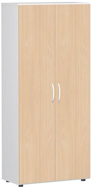armoire à double porte geramöbel avec pieds, amortisseur de porte inclus, verrouillable, 800x420x1808, hêtre/blanc, S-385100-BW
