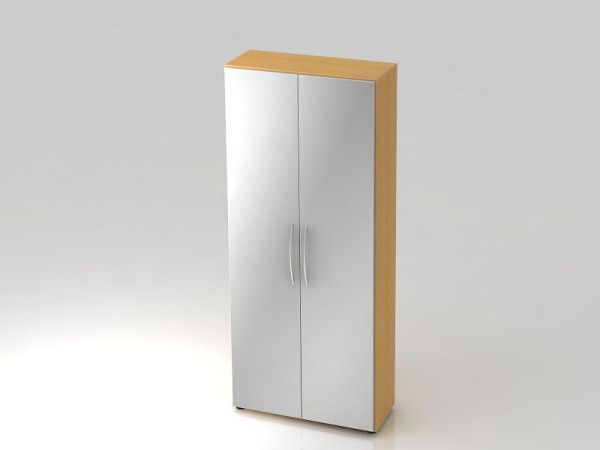Armoire Hammerbacher 5OH 34, poignée incurvée profondeur 6 cm hêtre/argent, 80x34,6x188 cm (LxPxH), V4100/6/S/BM