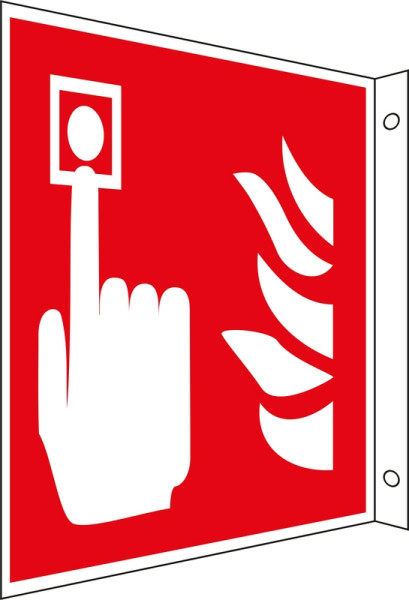 Panneau drapeau Eichner protection incendie "Brandmelder", L x H x P : 2 x 20,2 x 20,2 cm, aluminium, photoluminescent HI 150, 9225-13615-020