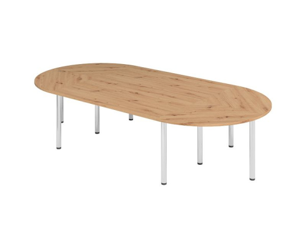 Set de table Hammerbacher K3, plateau : chêne noueux, composé de : 2 x VKP16, 4 x VKP91, 8 x VSTFK en chrome, VSETK3/R/C