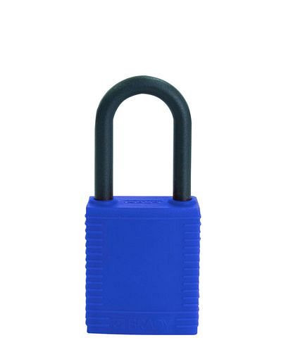 Serrure de sécurité DENIOS avec anse en plastique bleu, non conductrice, 209692