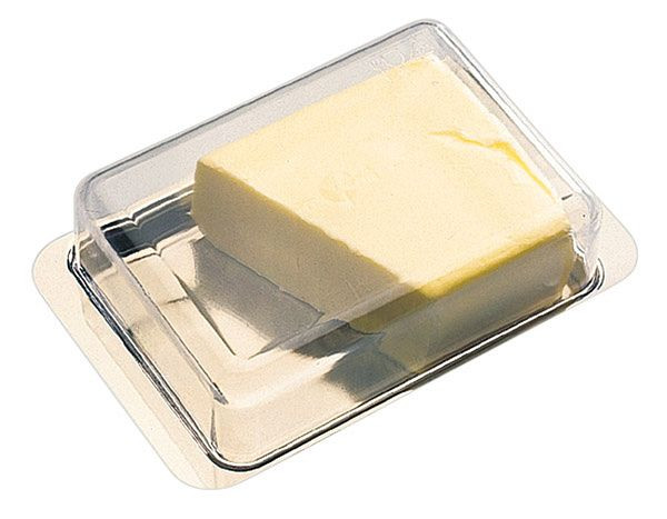 Beurrier pour réfrigérateur APS, 16 x 9,5 cm, hauteur : 5,5 cm, inox 18/0, couvercle hermétique, 00063