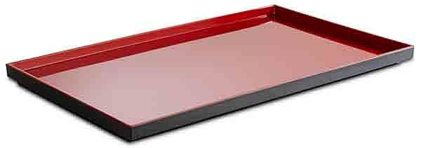 Plateau APS GN 1/1 -ASIA PLUS-, 53 x 32,5 cm, hauteur : 3 cm, mélamine, intérieur : rouge, brillant, extérieur : noir, mat, 15455