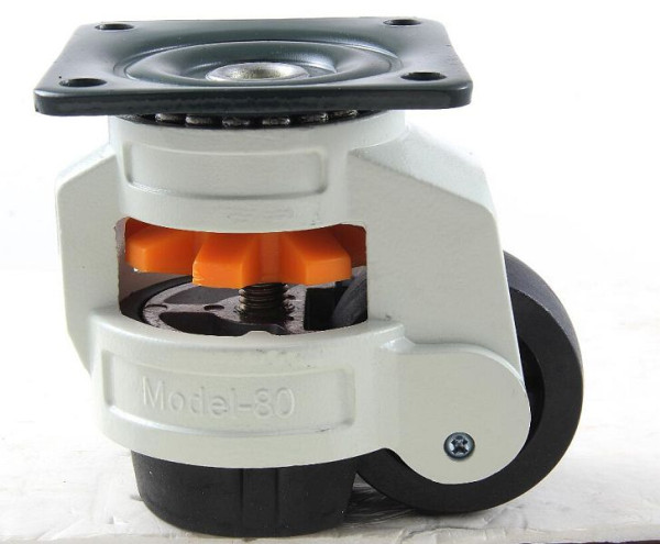 Rouleau de levage BS rollers avec frein, largeur de roue 24 mm, roue Ø 50 mm, capacité de charge 250 kg, bande de roulement/corps de roue en plastique, palier lisse, plaque, W220.A90.050