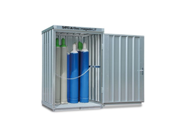 Chargeur à gaz SÄBU SAFE 125 LIF, galvanisé, assemblé, avec plancher grillagé, 1420 x 1490 x 2250 mm